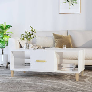 Couchtisch Hochglanz Weiß 102x50 cm