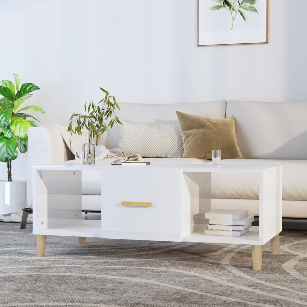 Couchtisch Hochglanz Weiß 102x50 cm