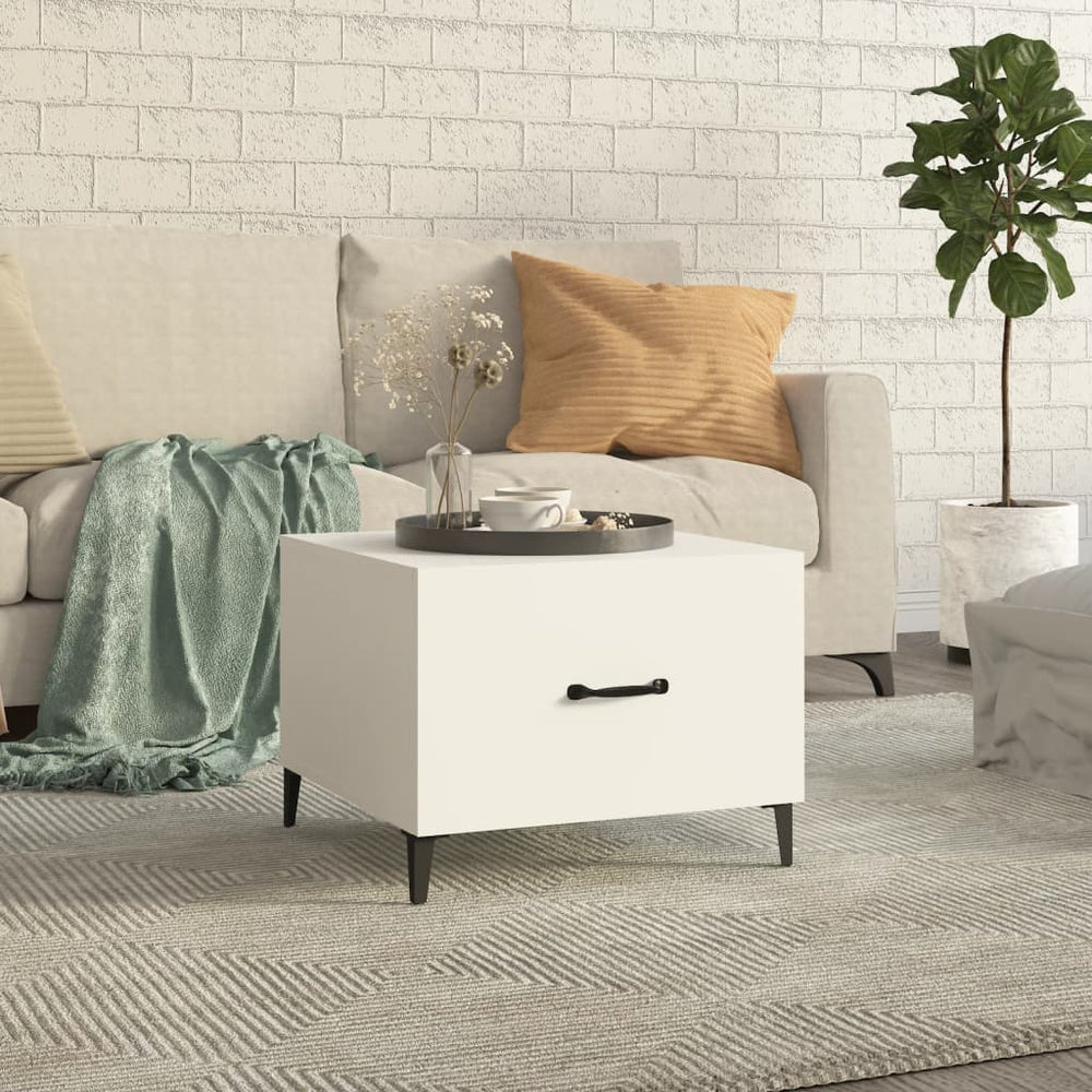 vidaXL Table basse avec pieds en métal blanc 50x50x40 cm