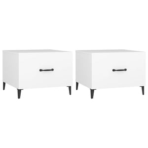 Weiße Couchtische mit Metallbeinen, 2er-Set