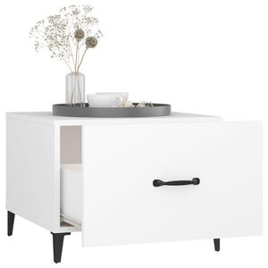 Weiße Couchtische mit Metallbeinen, 2er-Set