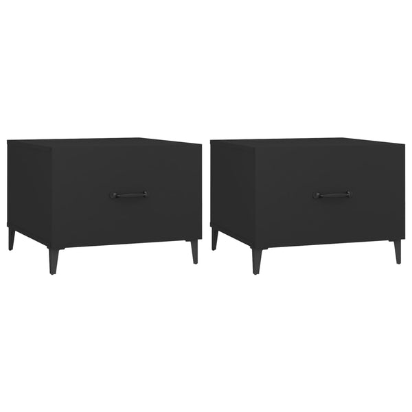 Schwarze Couchtische mit Metallbeinen, 2er-Set