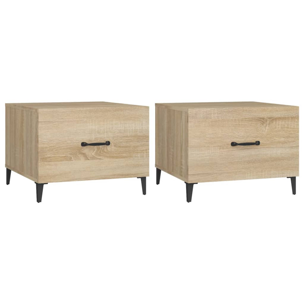 vidaXL Coffee Tables with Metal Legs 2 pcs Sonoma Oak 50x50x40 cm