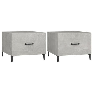 Betongraue Couchtische mit Metallbeinen, 2er-Set