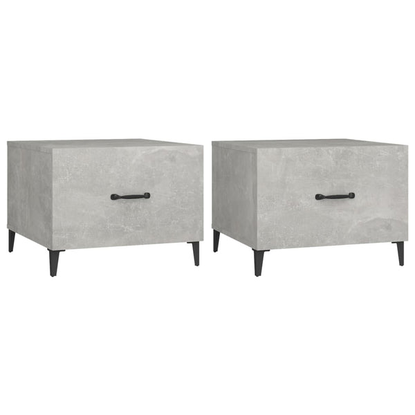 Betongraue Couchtische mit Metallbeinen, 2er-Set