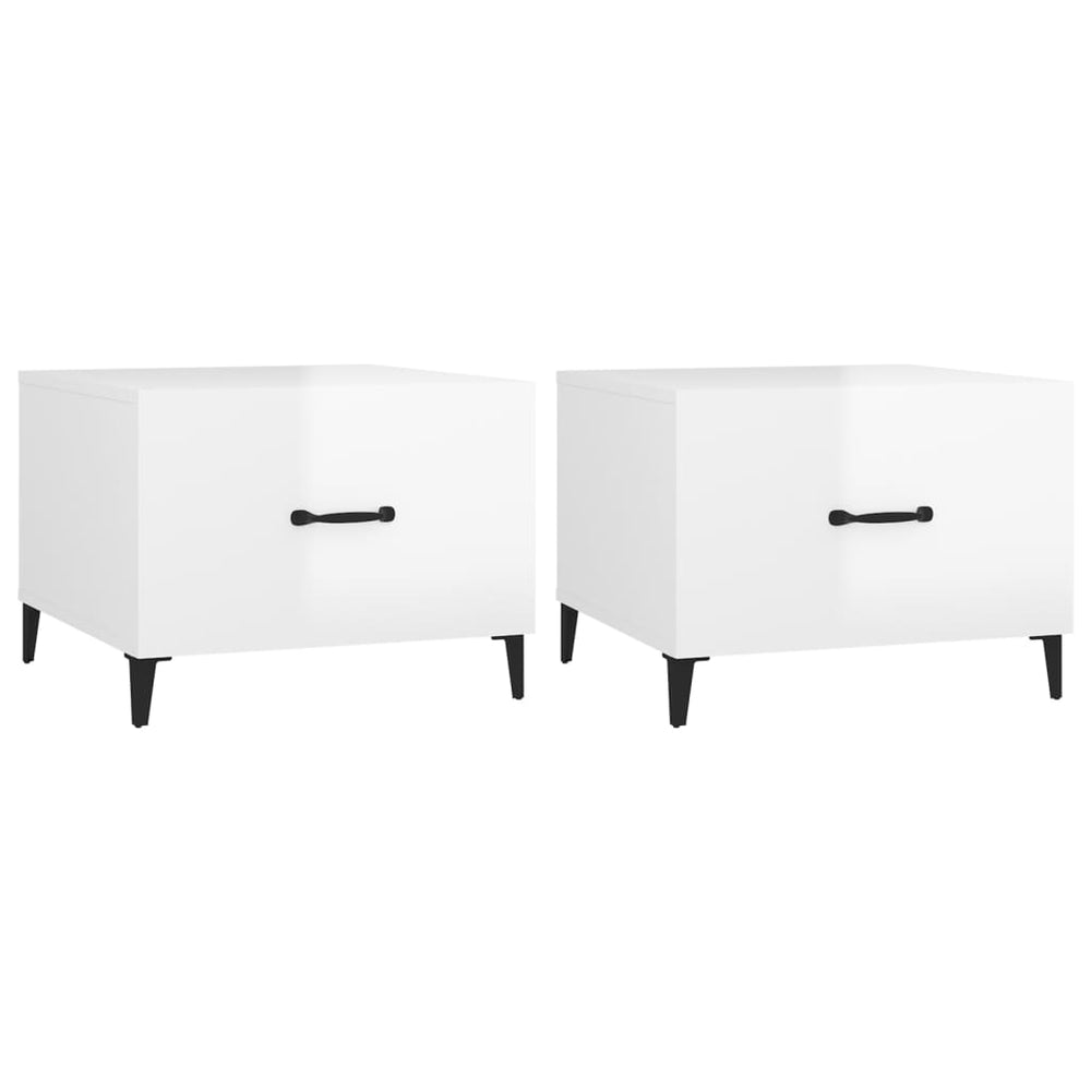 vidaXL Tables basses avec pieds en métal 2 pcs Blanc brillant 50x50x40 cm
