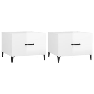 Couchtische Weiß Hochglanz mit Metallbeinen, 2er-Set