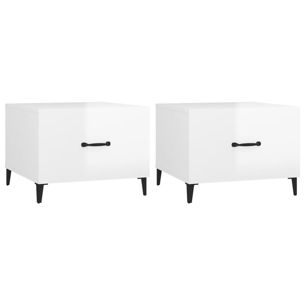 Couchtische Weiß Hochglanz mit Metallbeinen, 2er-Set