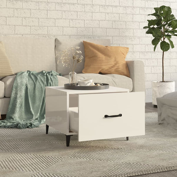 Couchtische Weiß Hochglanz mit Metallbeinen, 2er-Set