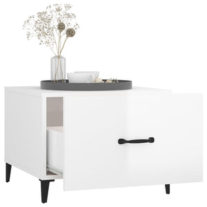 Couchtische Weiß Hochglanz mit Metallbeinen, 2er-Set