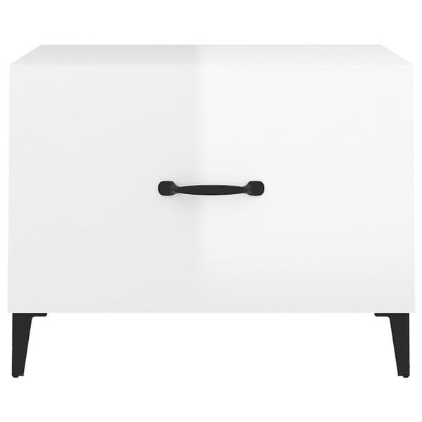 Couchtische Weiß Hochglanz mit Metallbeinen, 2er-Set