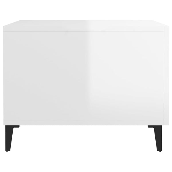 Couchtische Weiß Hochglanz mit Metallbeinen, 2er-Set