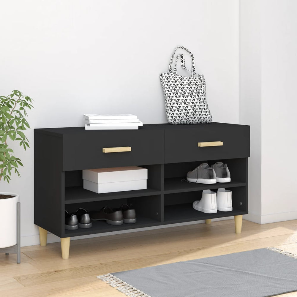 Schuhschrank Schwarz 102x35x55 cm