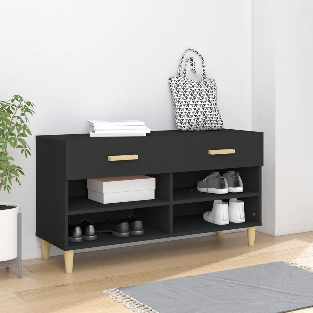 Schuhschrank Schwarz 102x35x55 cm