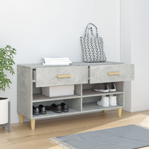 Betongrauer Schuhschrank mit Stauraum