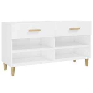 Hochglanz Schuhschrank Weiß 102x35x55 cm