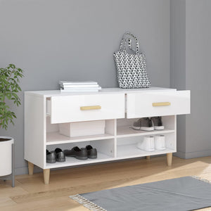 Hochglanz Schuhschrank Weiß 102x35x55 cm