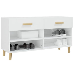 Hochglanz Schuhschrank Weiß 102x35x55 cm