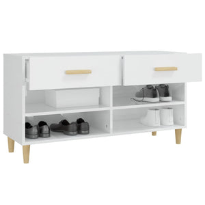 Hochglanz Schuhschrank Weiß 102x35x55 cm