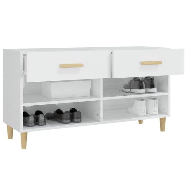 Hochglanz Schuhschrank Weiß 102x35x55 cm