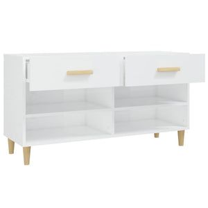 Hochglanz Schuhschrank Weiß 102x35x55 cm