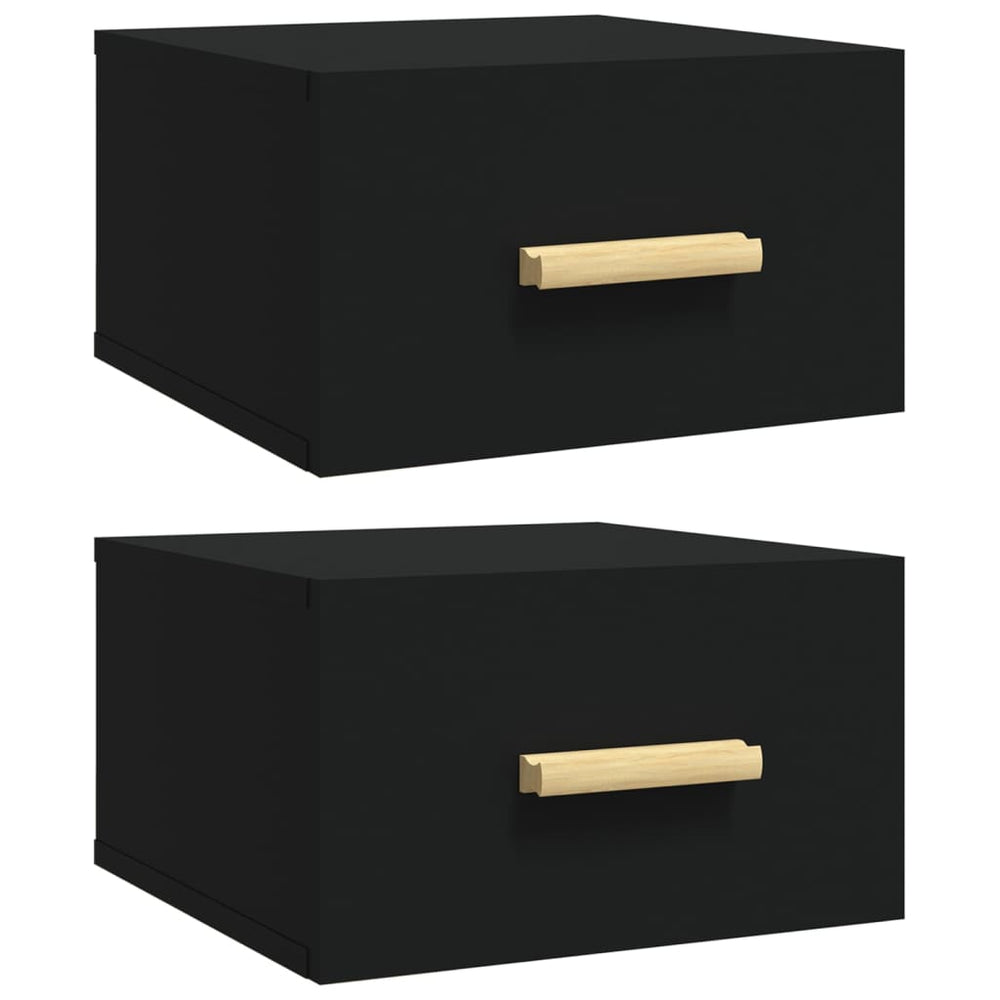 vidaXL Wall-Mounted Nightstands 2 pcs Black 35x35x20 cm