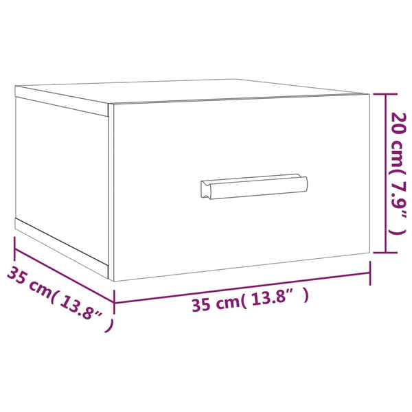 Wand Nachttische Schwarz 2er-Set 35x35x20 cm