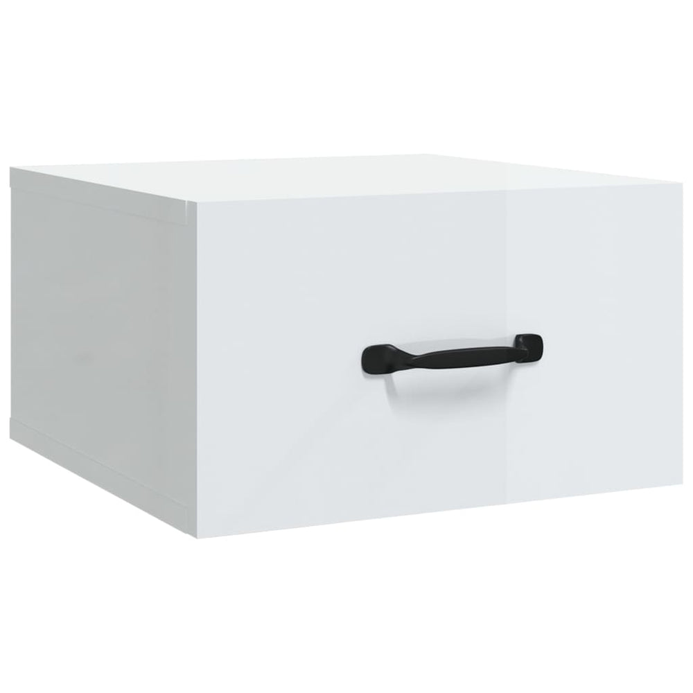vidaXL Wall-Mounted Nightstand High Gloss White 35x35x20 cm