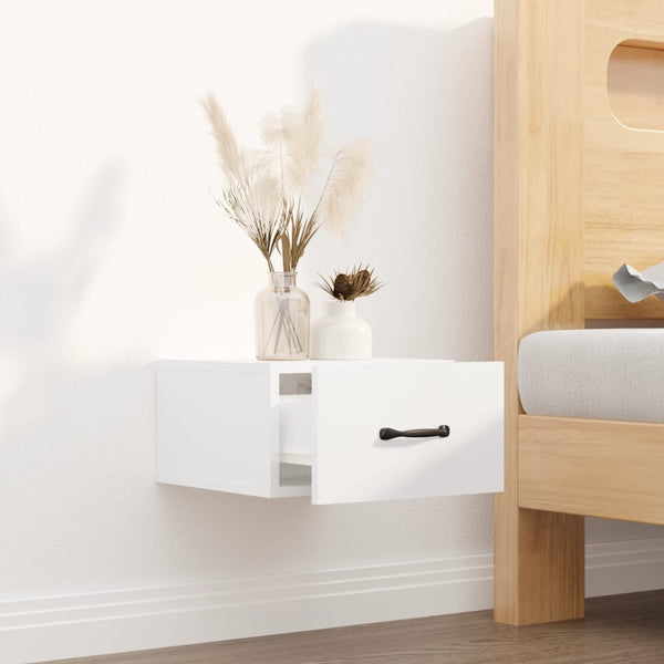 Wand-Nachttisch, Hochglanz Weiß, 35x35x20 cm