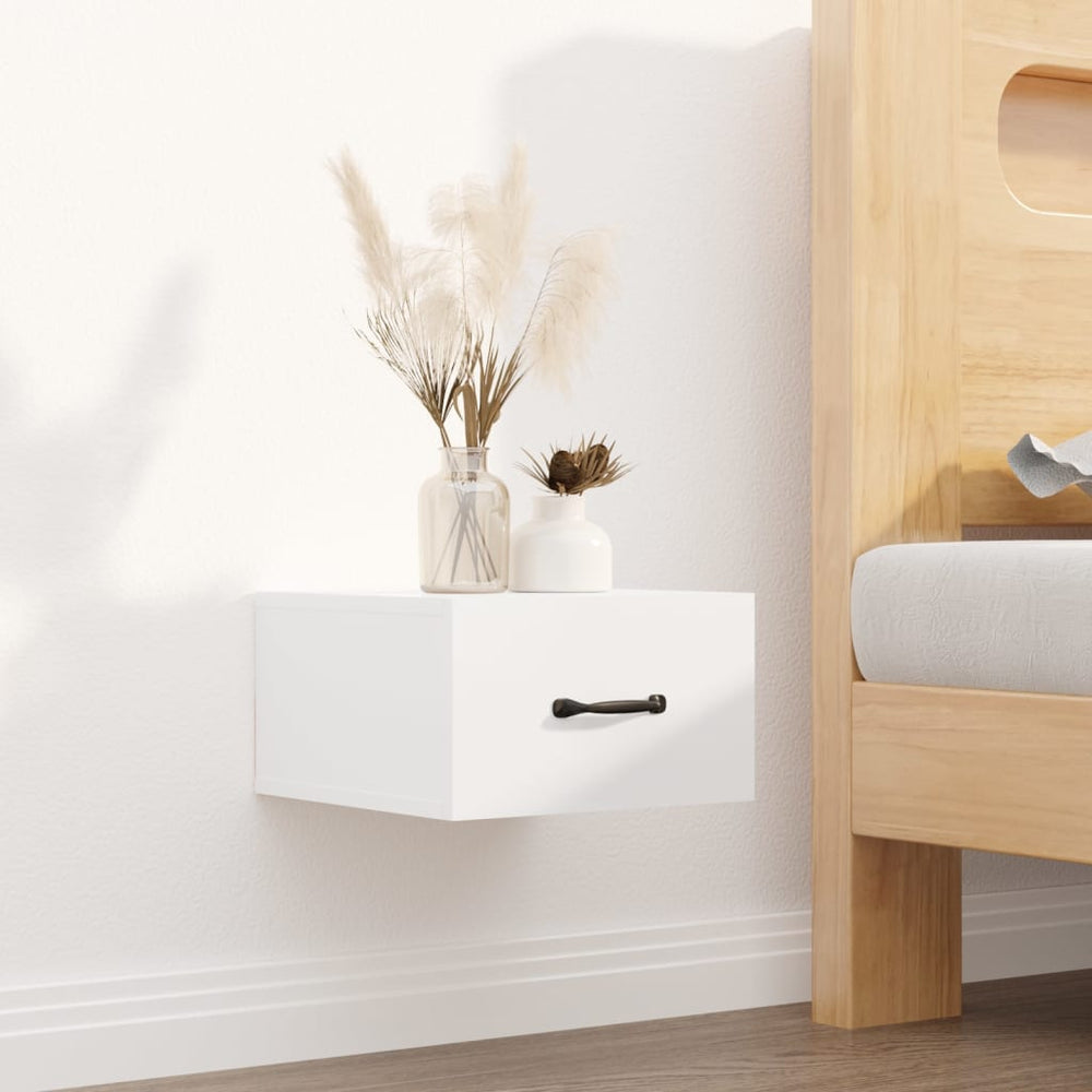 vidaXL Wall-Mounted Nightstand High Gloss White 35x35x20 cm