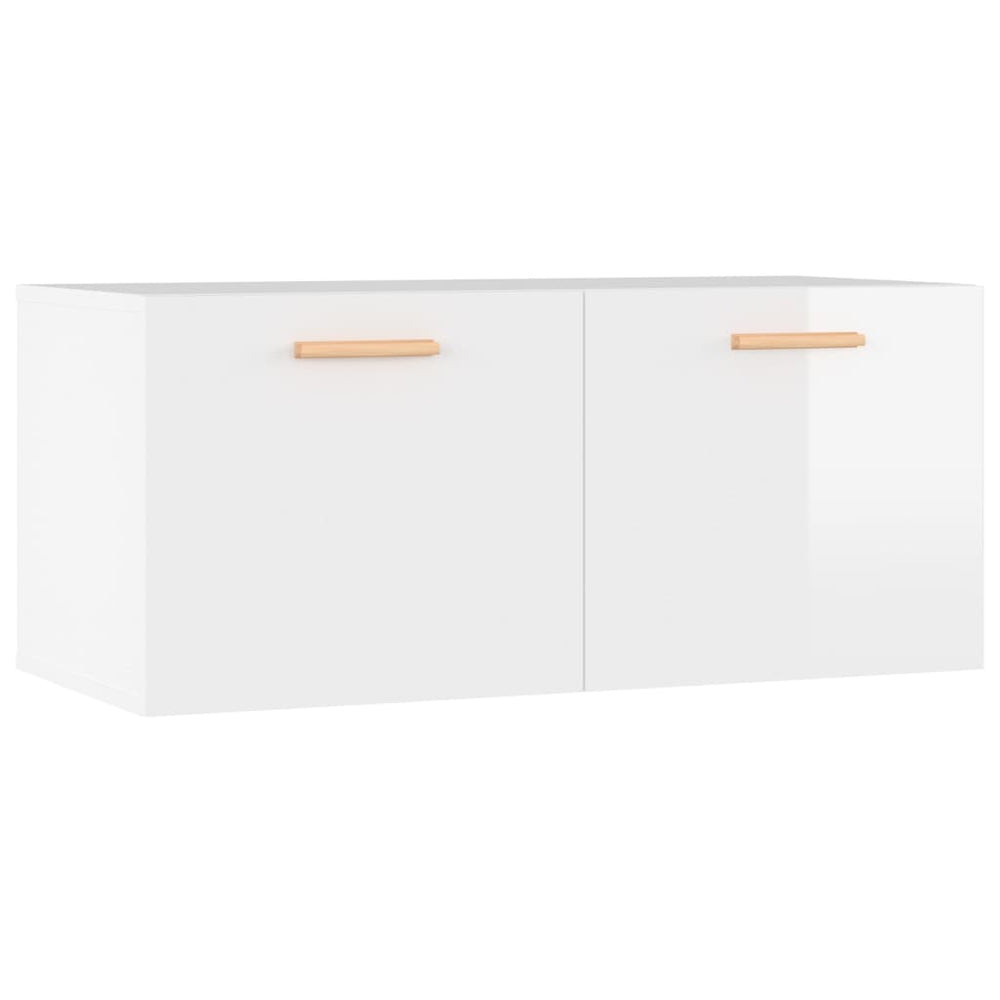 Hochglanz-Weißer Wandschrank 80 cm