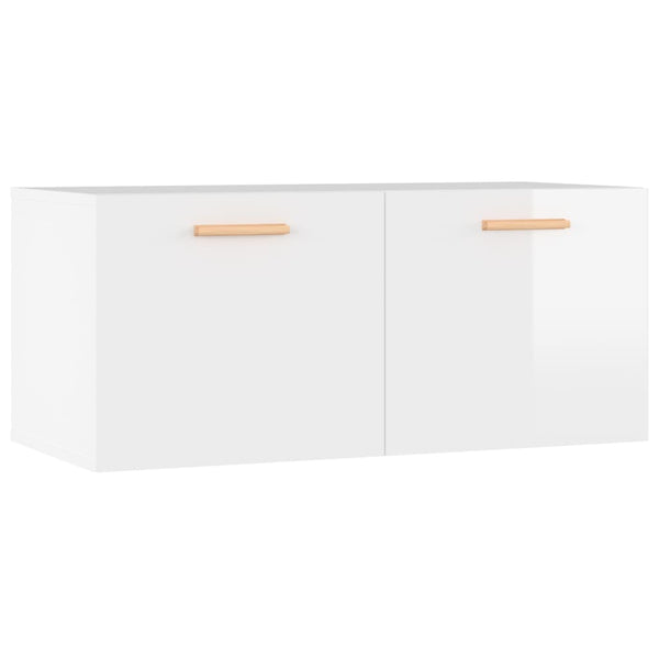 Hochglanz-Weißer Wandschrank 80 cm