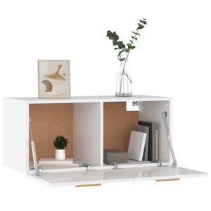 Hochglanz-Weißer Wandschrank 80 cm