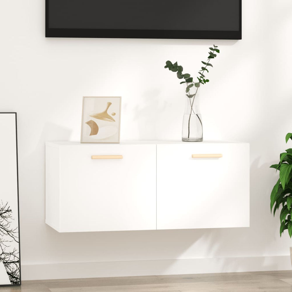 Hochglanz-Weißer Wandschrank 80 cm