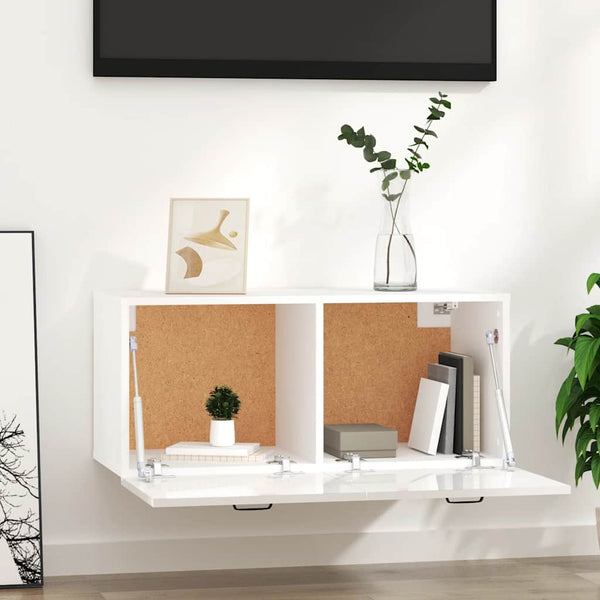 Hochglanz Wandschrank Weiß 80x35 cm