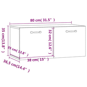 Hochglanz Wandschrank Weiß 80x35 cm