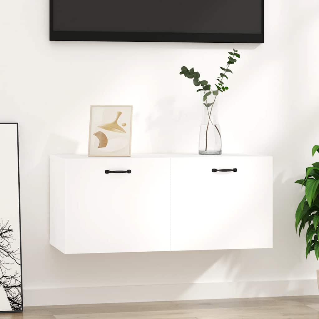 Hochglanz Wandschrank Weiß 80x35 cm