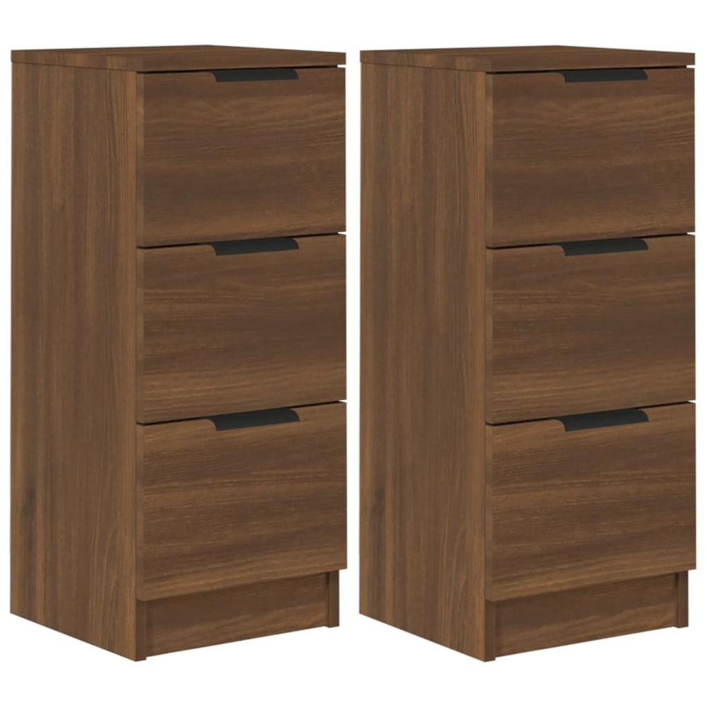 Sideboards 2er Set Braun Eiche 30x30x70 cm