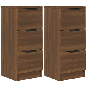 Sideboards 2er Set Braun Eiche 30x30x70 cm