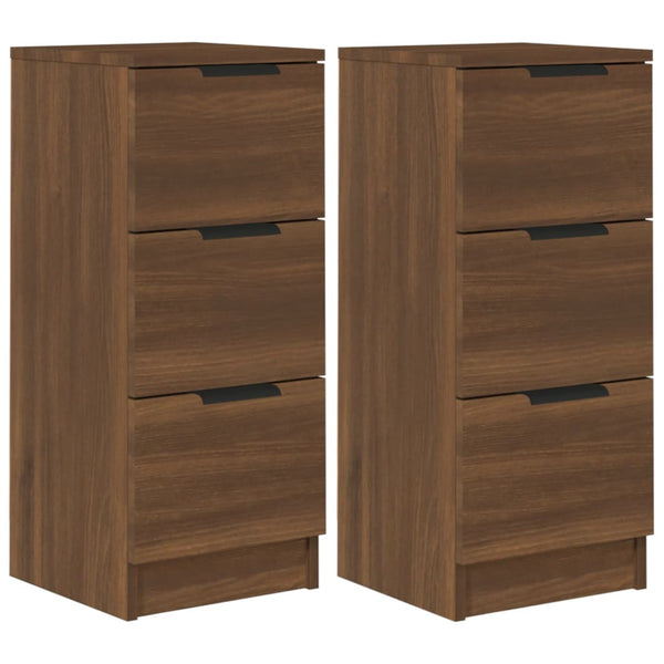 Sideboards 2er Set Braun Eiche 30x30x70 cm