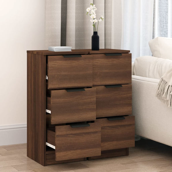 Sideboards 2er Set Braun Eiche 30x30x70 cm
