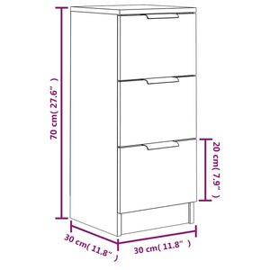 Sideboards 2er Set Braun Eiche 30x30x70 cm