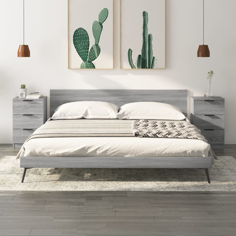 Nachttische 2er Set Grau Sonoma 40x36x65 cm