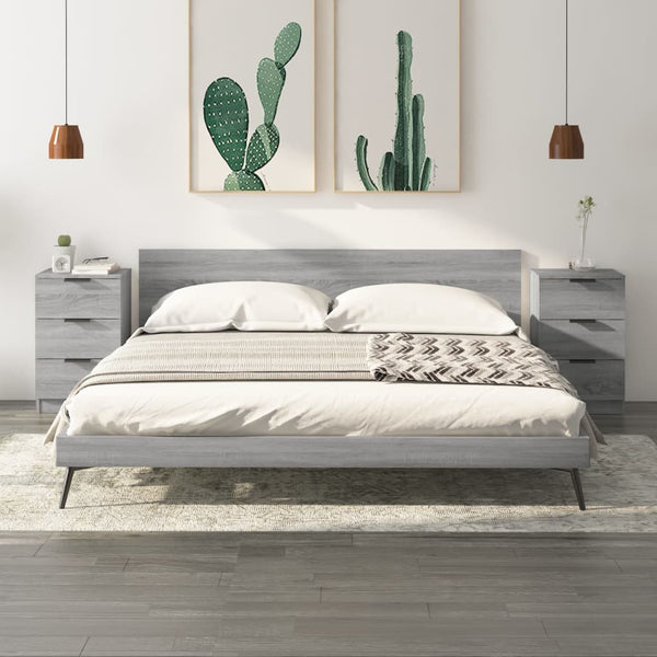 Nachttische 2er Set Grau Sonoma 40x36x65 cm