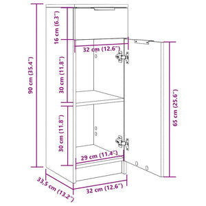 Badschrank Räuchereiche 32x34x90 cm