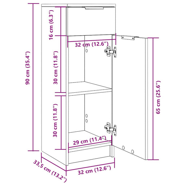 Badschrank Räuchereiche 32x34x90 cm