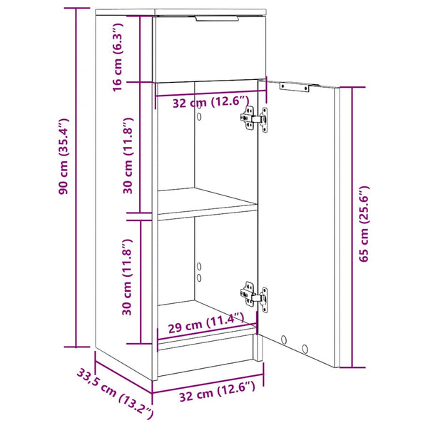 Badschrank Grau Sonoma 32x34x90 cm