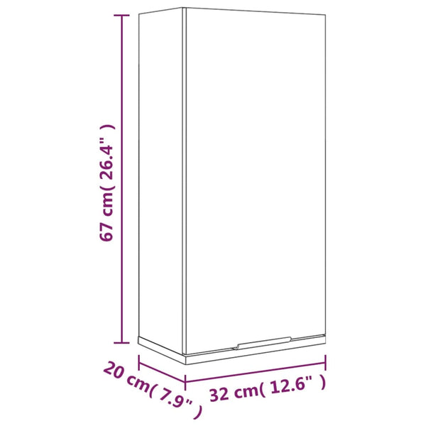 Wand Badschrank Grau Sonoma 32x20x67 cm
