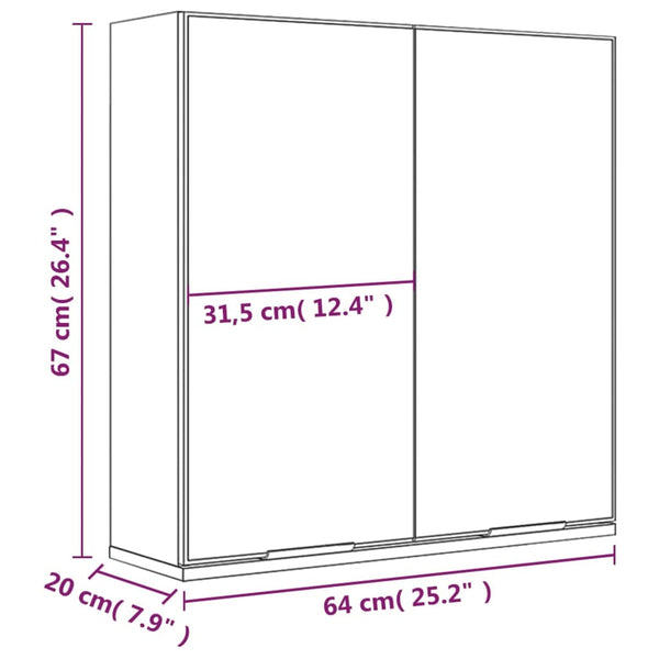 Bad-Spiegelschrank Grau Sonoma 64 cm
