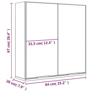 Bad-Spiegelschrank Braun Eiche 64x67 cm